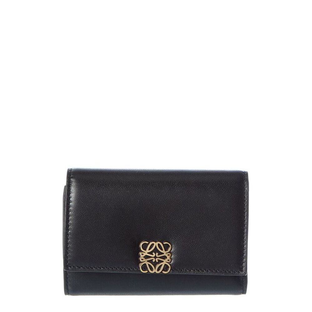 Loewe Puffer Anagram Small Leather Vertical Wallet, Black